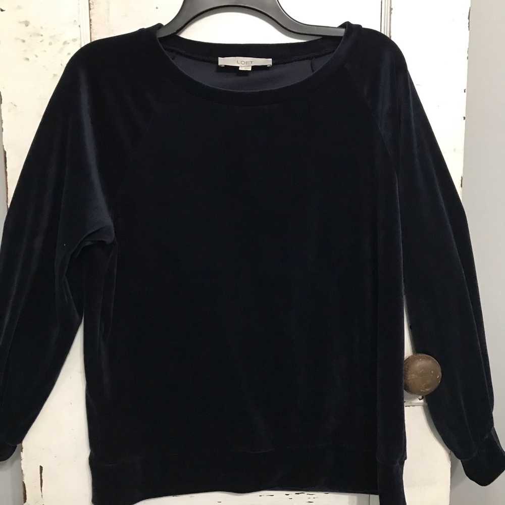 Loft Velvet Velour Long Sleeve Pullover Top